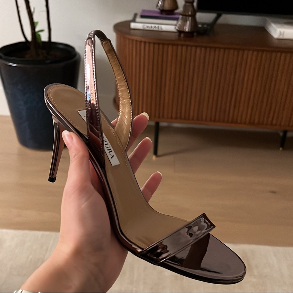 Aquazzura So Nude slingback sandal in 39 gunmetal